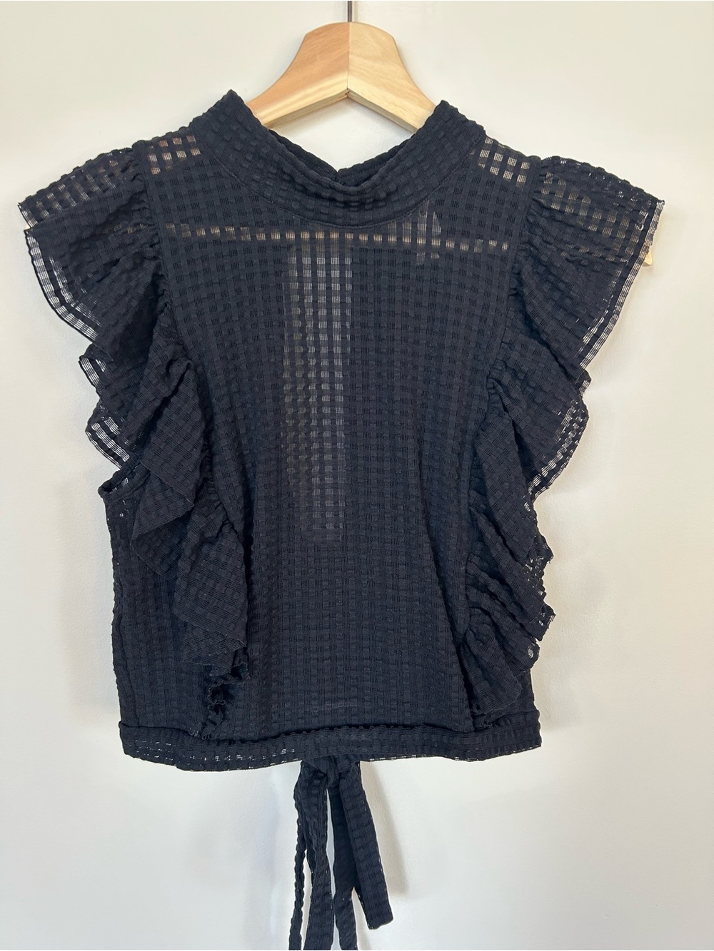 Maeve Cropped Ruffle Mesh Top - Picture 5 of 9